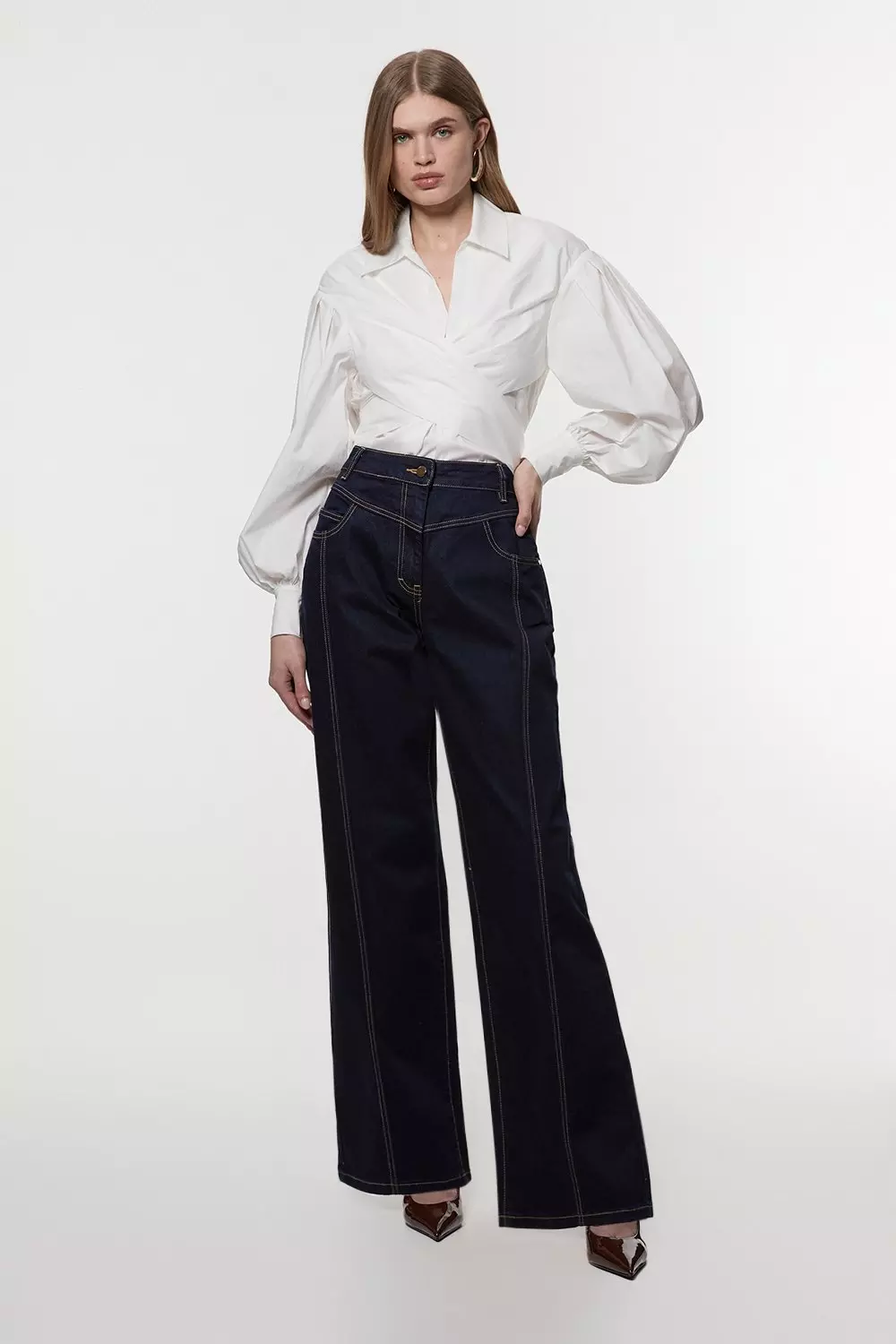 ★Karen Millen★コントラストステッチストレートレッグジーンズ bkk24111_indigo_xl?$