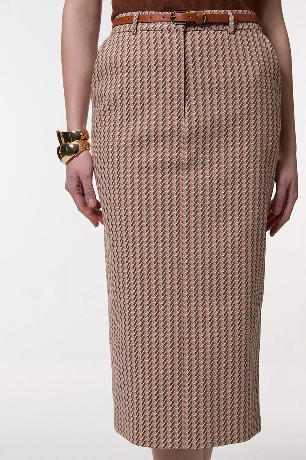 Black Jacquard Tailored Maxi Pencil Skirt alternative image
