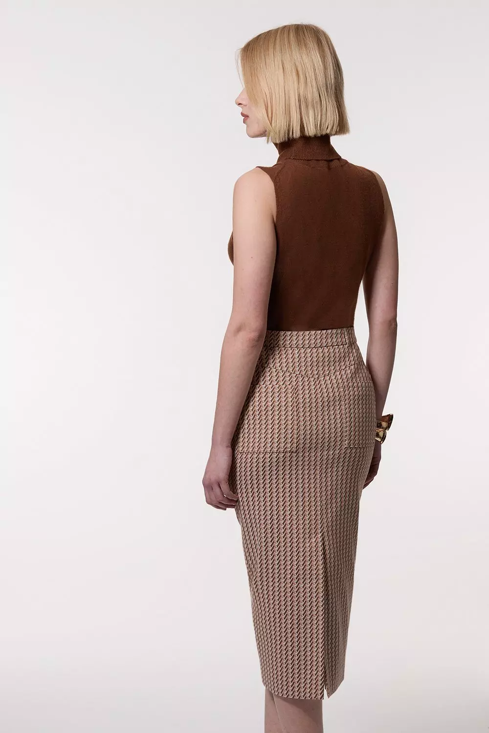 Black Jacquard Tailored Maxi Pencil Skirt alternative image