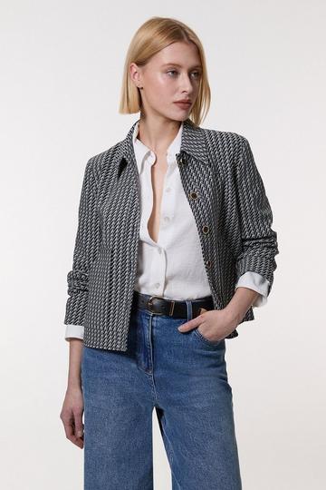 Jacquard Single Breasted Tailored Blazer black