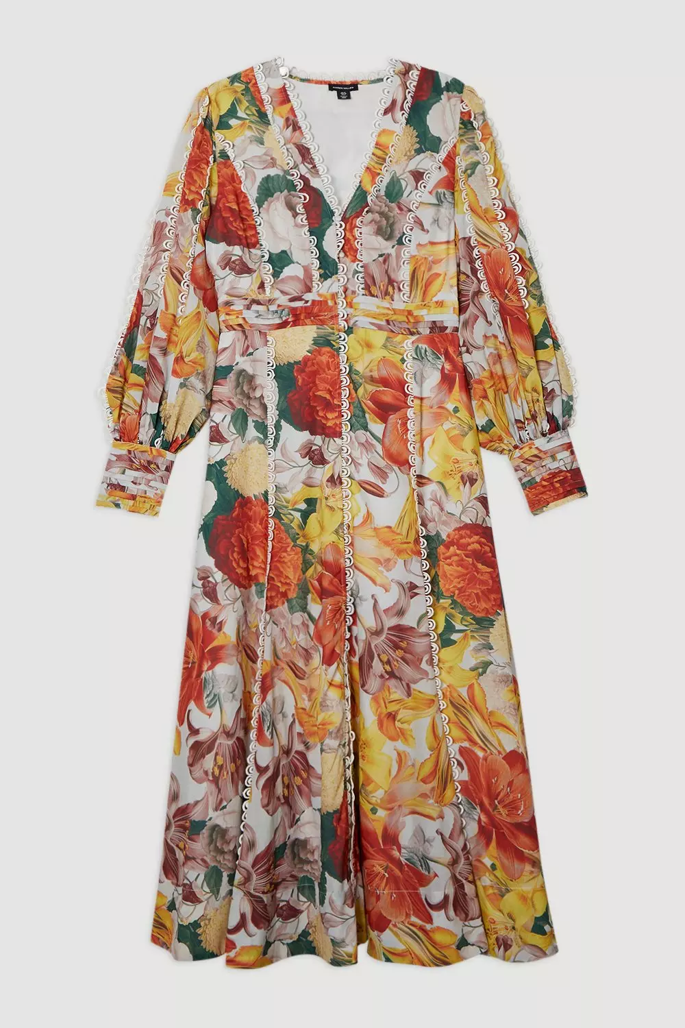 【KAREN MILLEN】プチビスコースリネン織りミニビーチドレス Petite Trailing Floral Woven Plunge Maxi Dress | Karen Millen