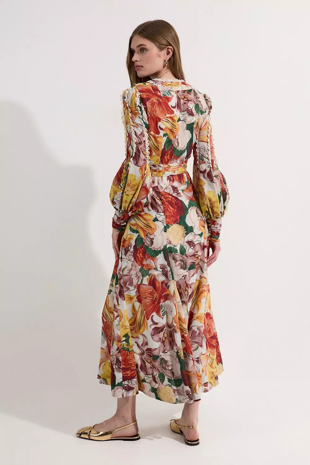 Petite Trailing Floral Woven Plunge Maxi Dress | Karen Millen
