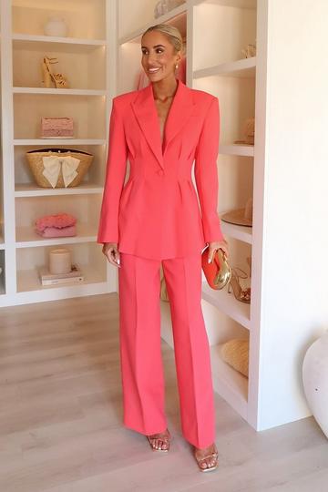Compact Stretch Darted Tailored Jacket pink