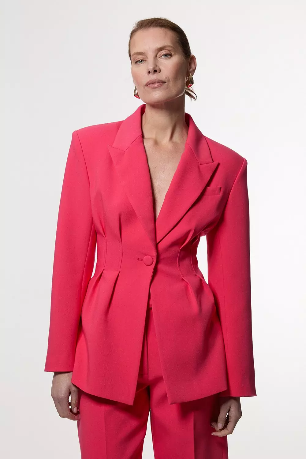 Compact Stretch Darted Tailored Jacket | Karen Millen