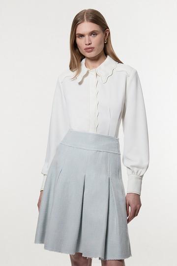 Spring Tweed Tailored Full Skirt pale blue