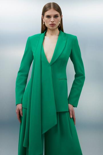 Soft Tailored Colour Block Single Breasted Blazer emerald