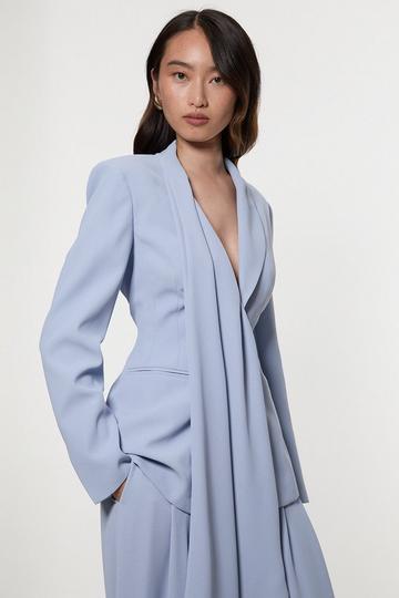 Blue Soft Tailored Single Breasted Blazer