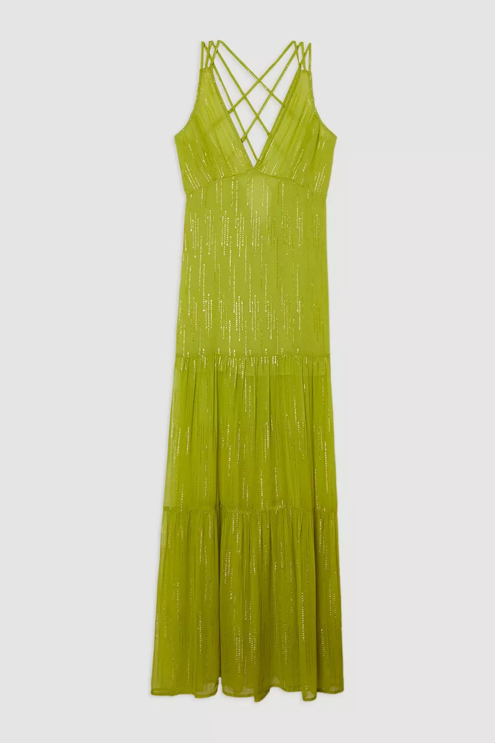 Lime Strappy Metallic Viscose Georgette Beach Dress alternative image