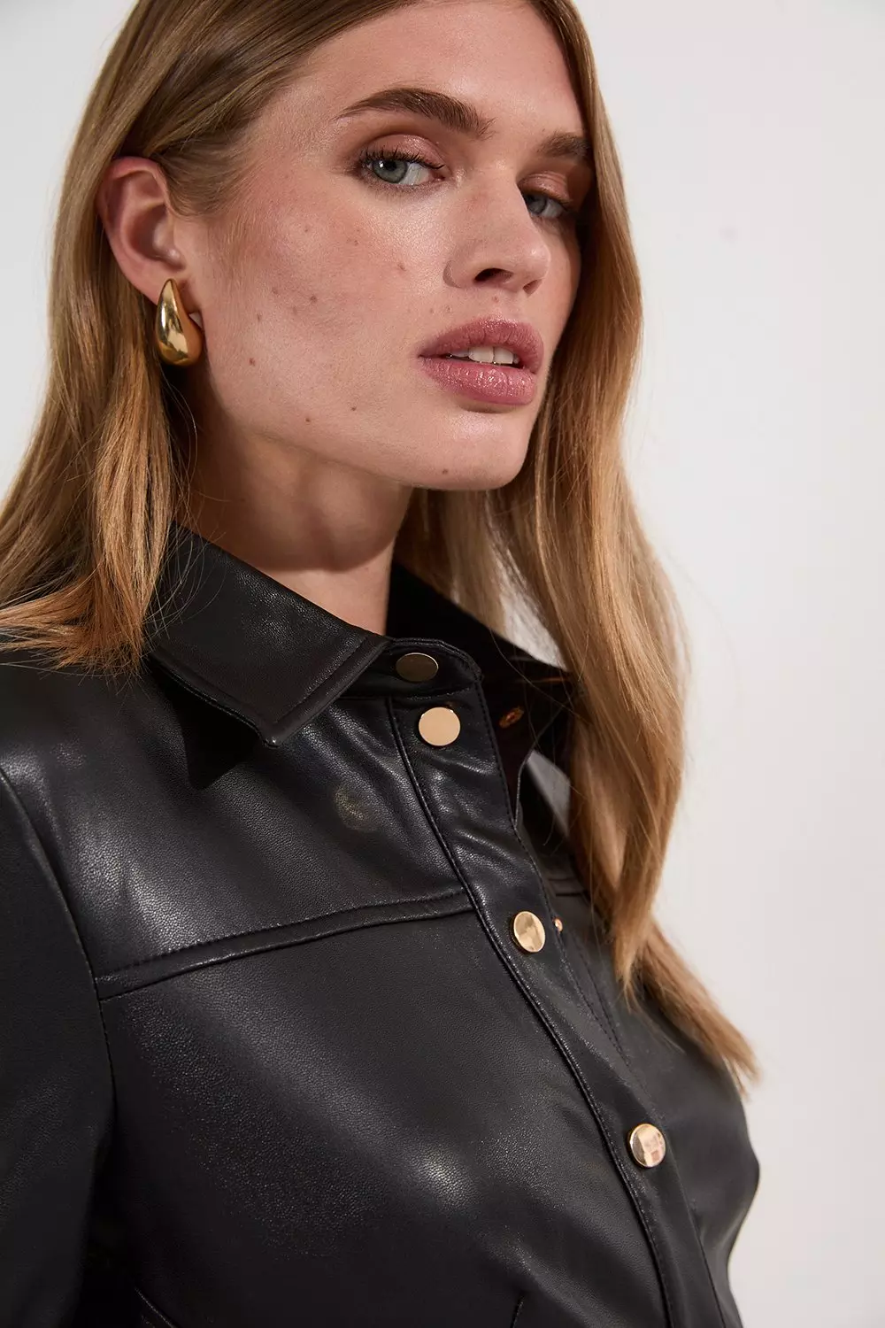 ★Karen Millen★ フェイクレザーベルト付きミディシャツドレス Faux Leather Belted Midi Shirt Dress | Karen Millen