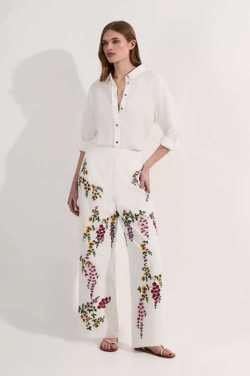 ボトムス Mila Trousers - Cabin Stripe Floral 2-3y Brown Floral Linen-blend Trousers