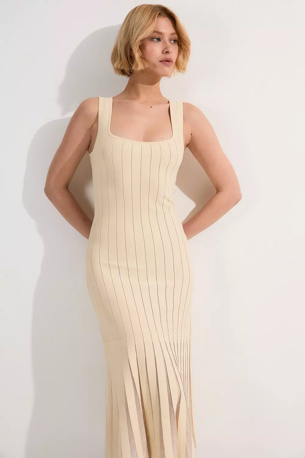【KAREN MILLEN】ストレッチスクエアニットフリッピードレス bkk24173_cream_xl?$