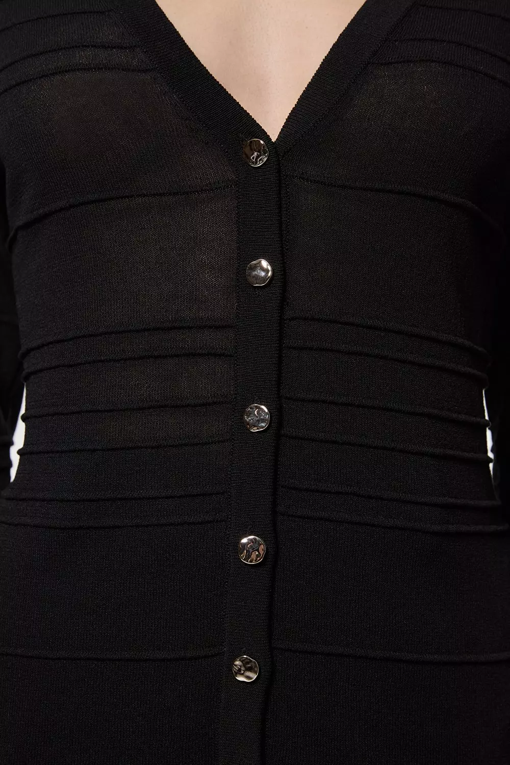 Black Lightweight Stitch Detail Knitted Cardi alternative image