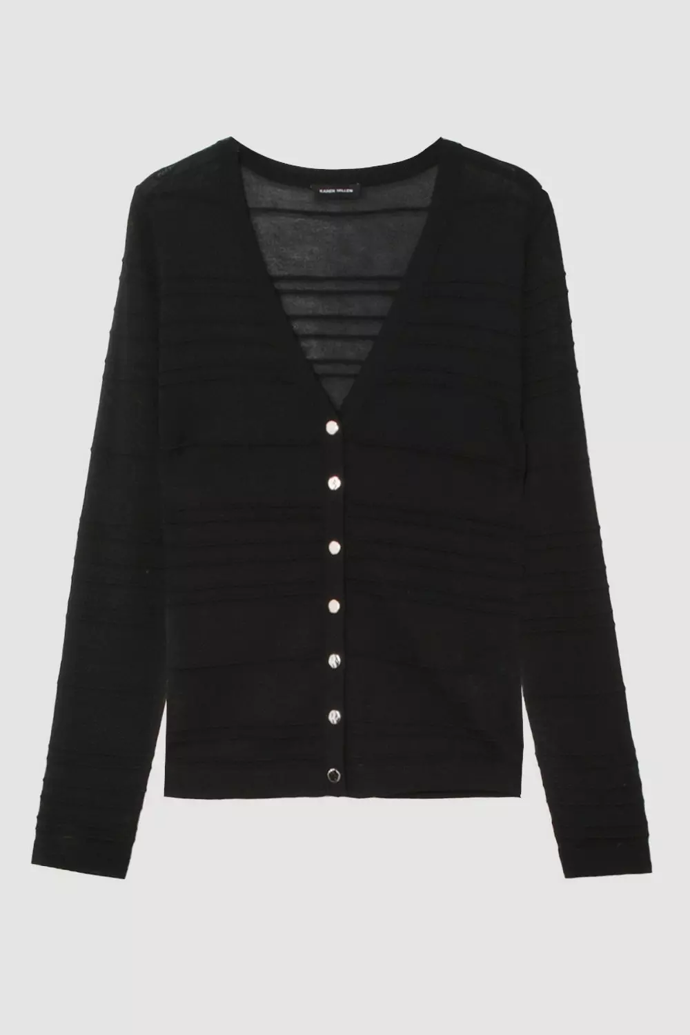 Black Lightweight Stitch Detail Knitted Cardi alternative image