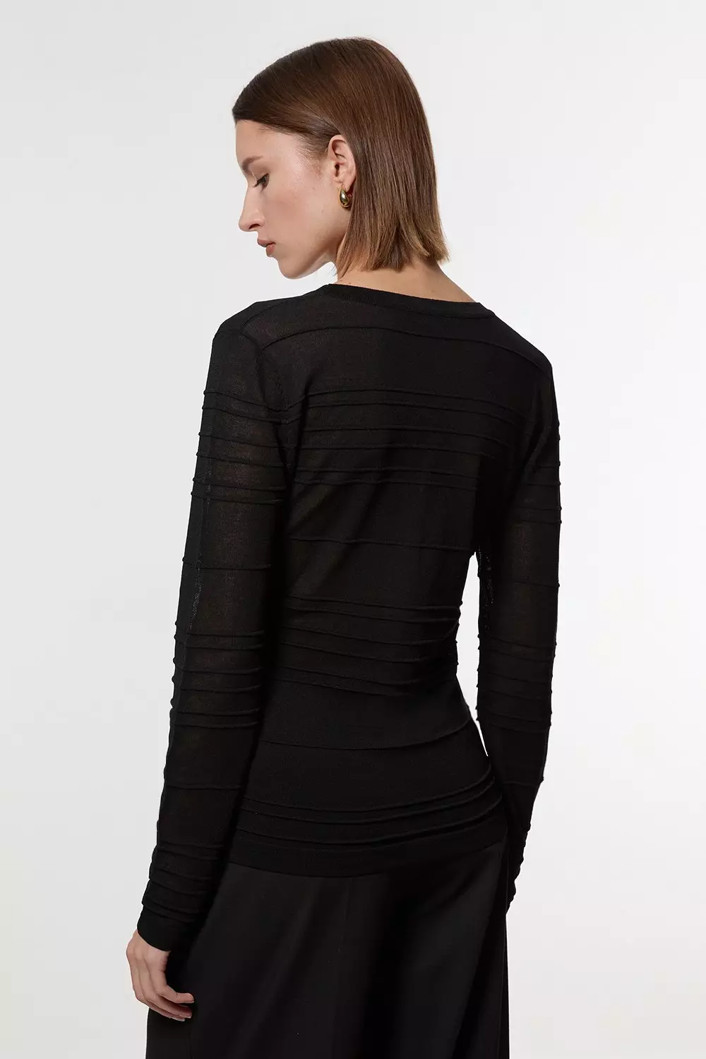 Black Lightweight Stitch Detail Knitted Cardi alternative image