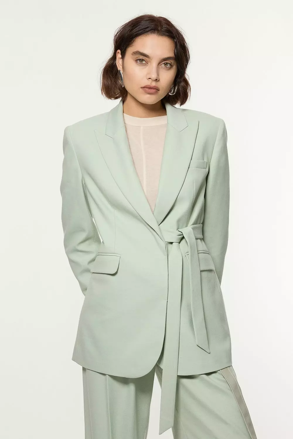 Soft Tie Back Detail Tailored Single Breasted Blazer | Karen