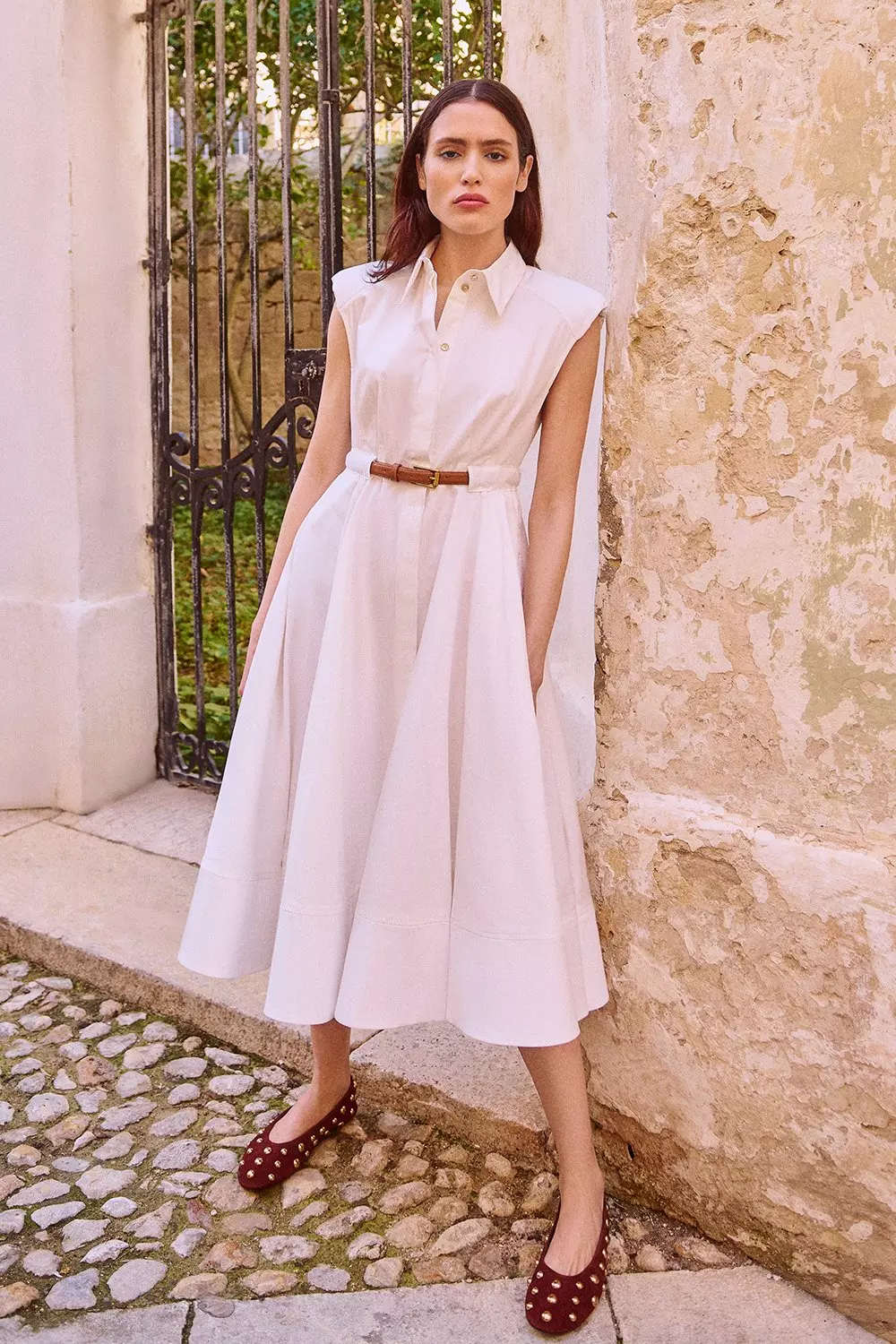 【送料&関税込】CourrA¨ges Dress In Beige Cotton Double Cotton Stretch Shirt Dress in Light Beige - in the