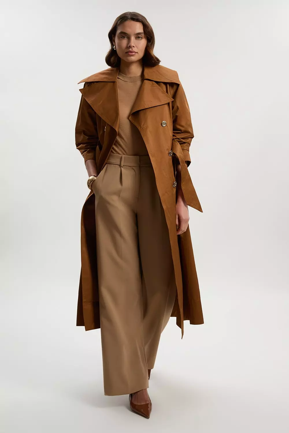 【60s】Euro Vintage Cotton Belted Coat 46 Vintage 1960's Classic Beige Cotton Blend Trench Coat Belted