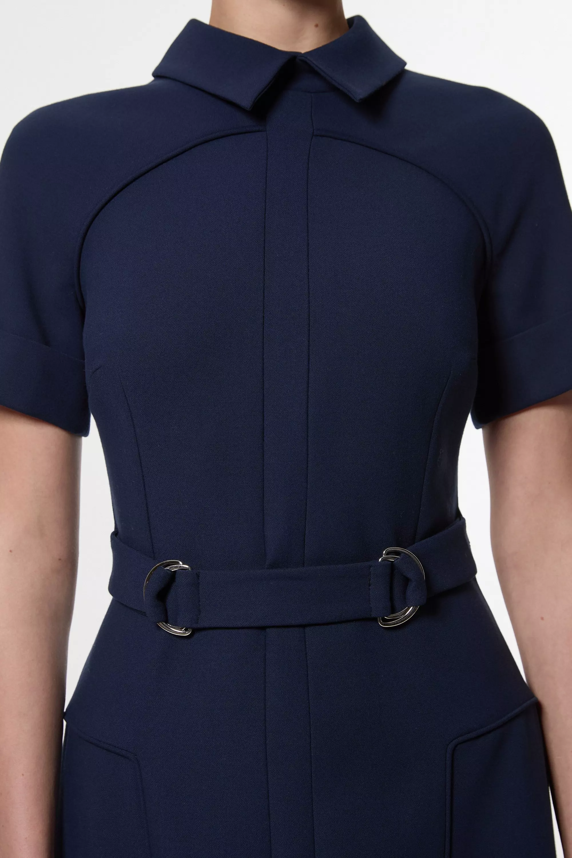 【KAREN MILLEN】ストレッチ ティップタブ フルスカート ミディ Compact Stretch Tab Detail Full Skirted Midi Dress | Karen