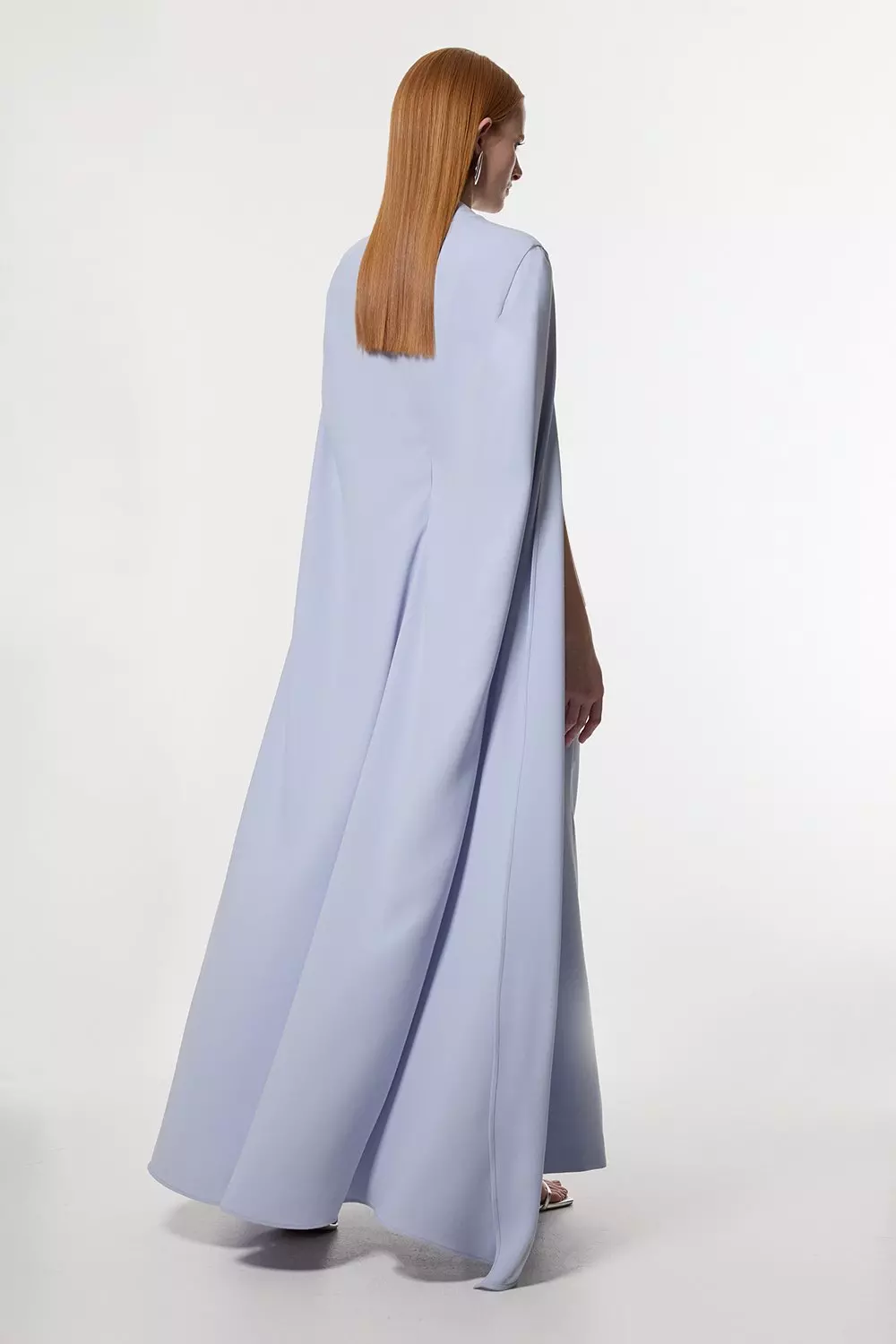 Pale blue Soft Tailored Asymmetric Neck Cape Maxi Dress alternative image
