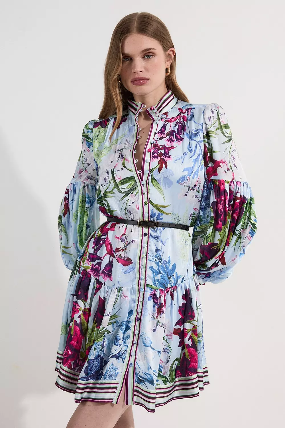 国内発・関税込!! KAREN MILLEN*フローラルバルーン袖ミニドレス bkk24267_floral_xl?$