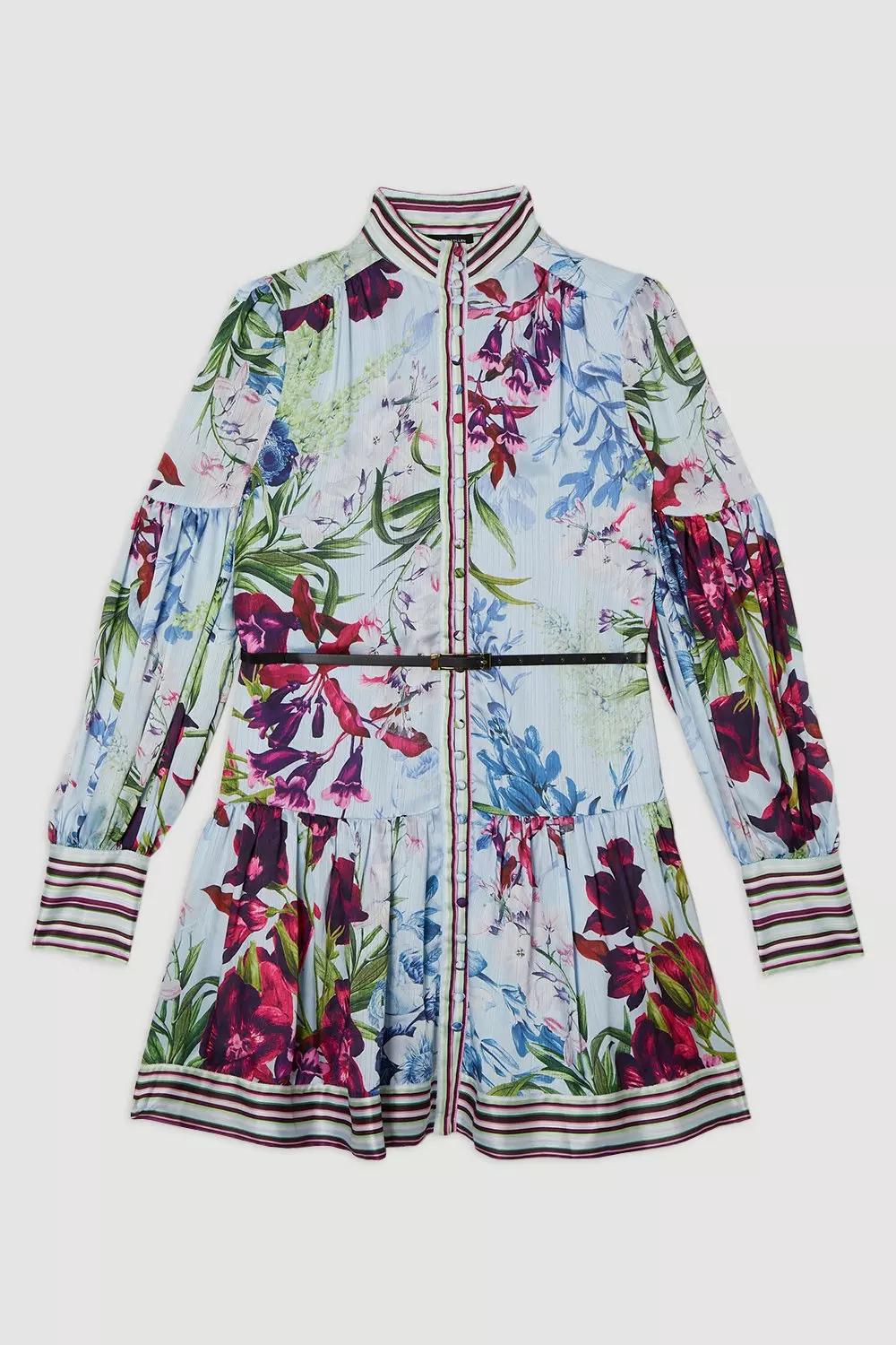 Floral Printed Balloon Sleeve Woven Mini Dress | Karen Millen