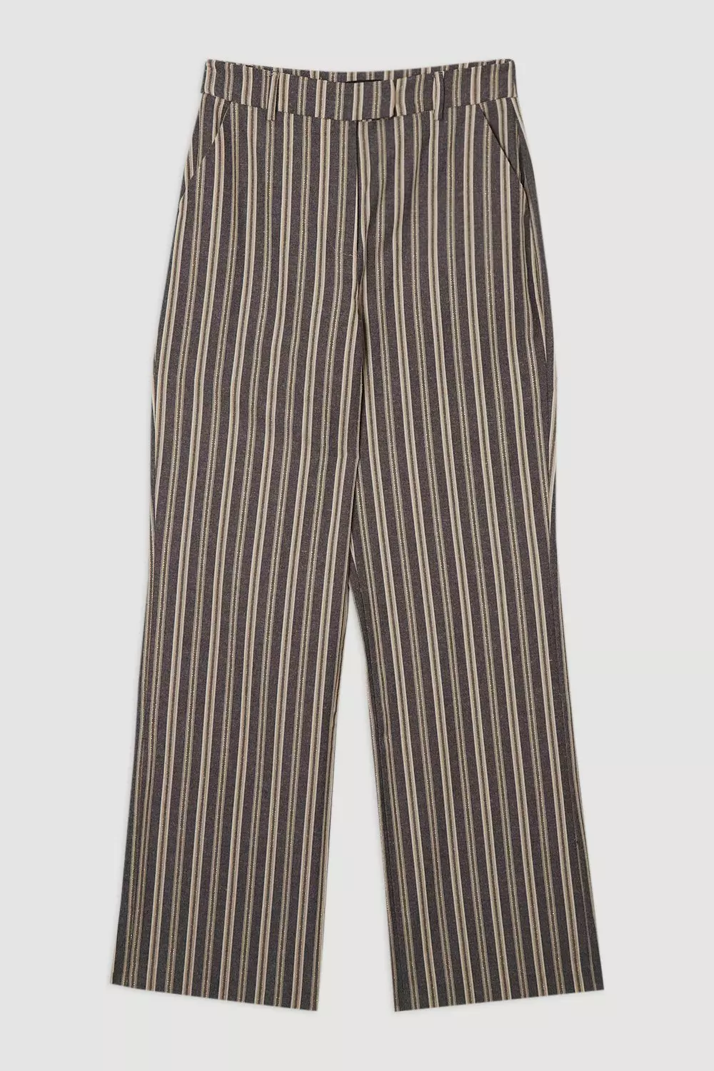 Black Linen Sparkle Stripe Tailored Wide Leg Tailored Pants alternative image