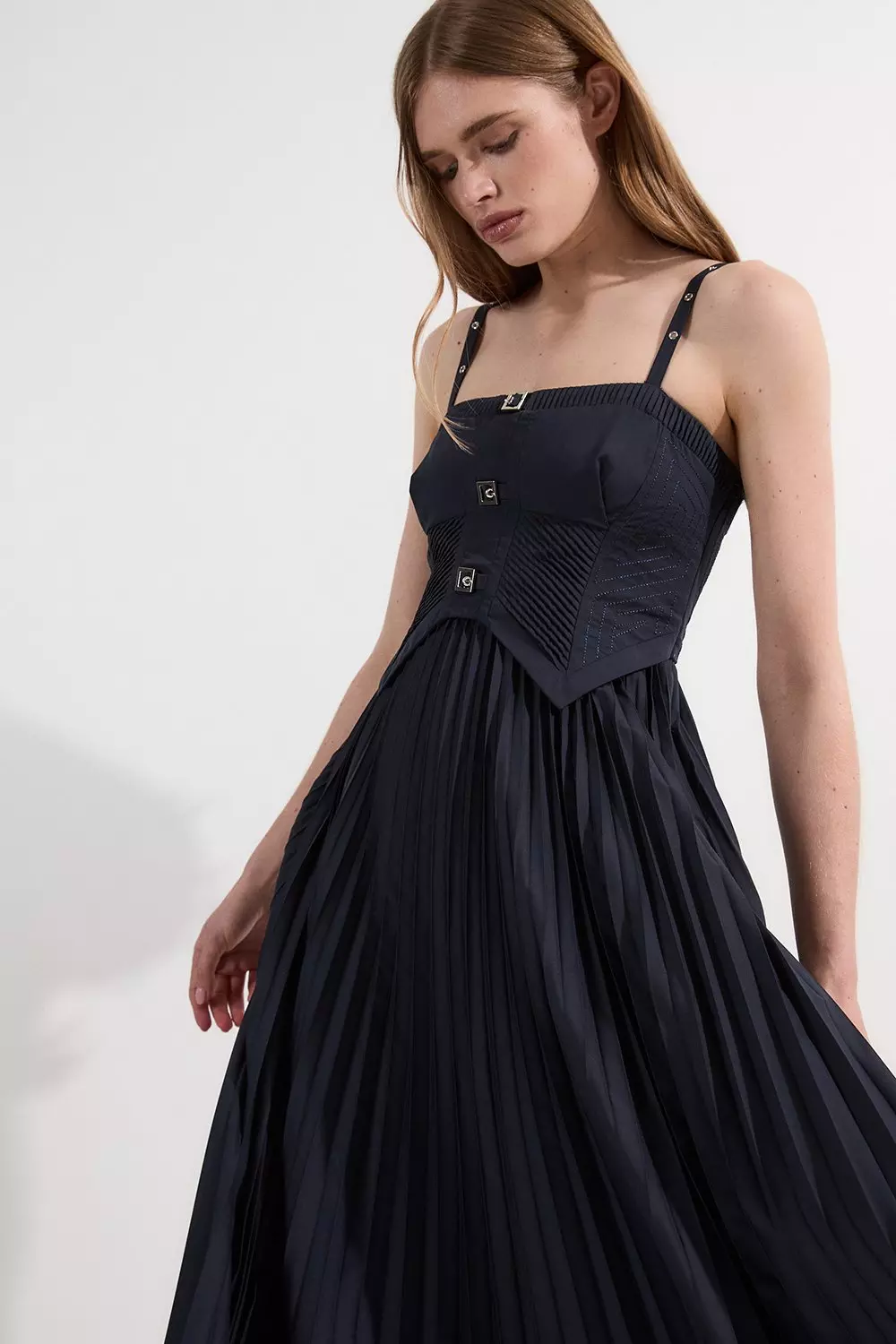 【KAREN MILLEN】プチリネンビスコースカラーブロック織りドレス Mirrored Viscose Linen Floral Print Woven Maxi Dress With