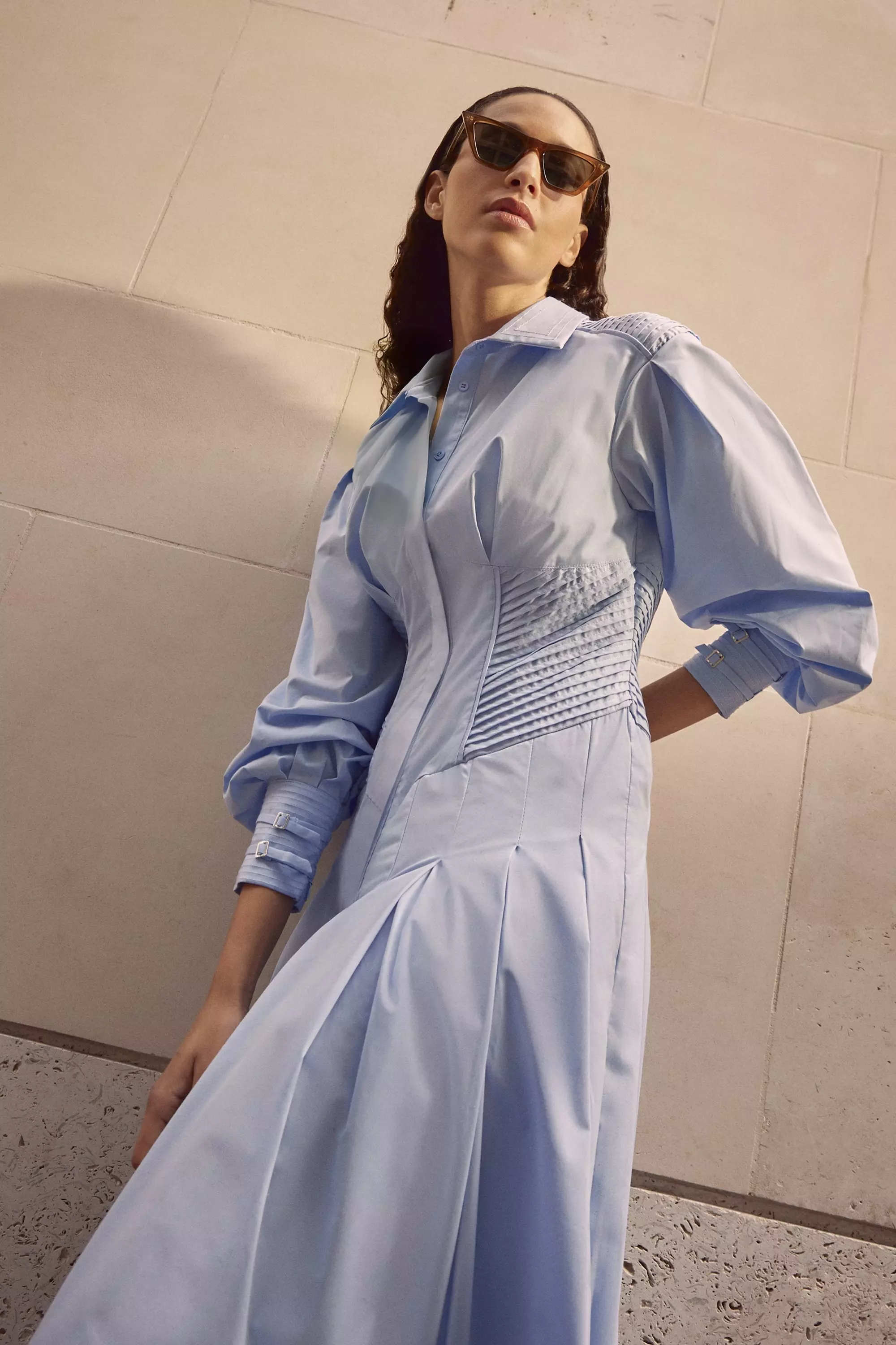 Blue Archive Collection - Cotton Poplin Balloon Sleeve Corset Woven Maxi Dress alternative image