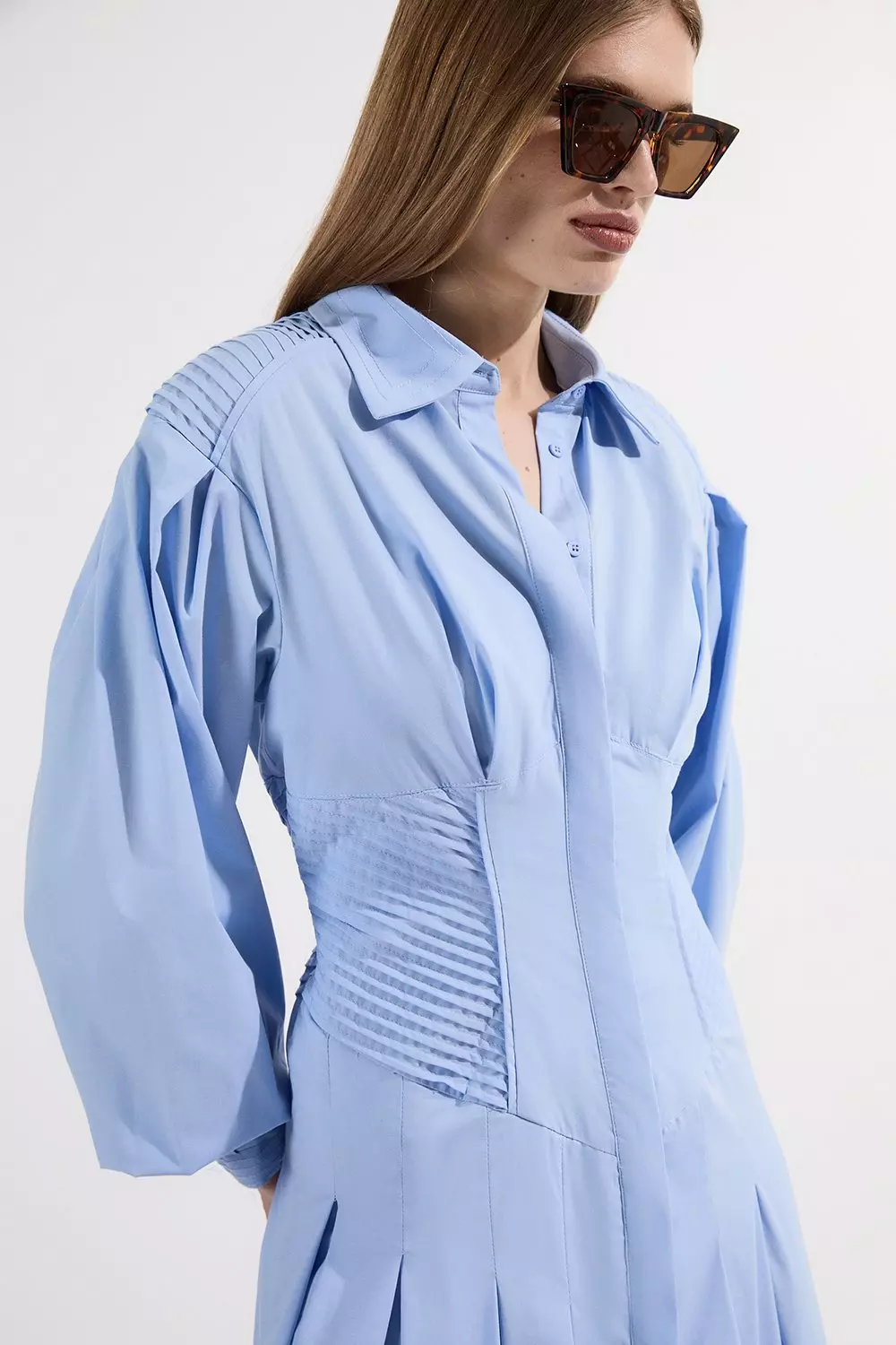 Blue Archive Collection - Cotton Poplin Balloon Sleeve Corset Woven Maxi Dress alternative image