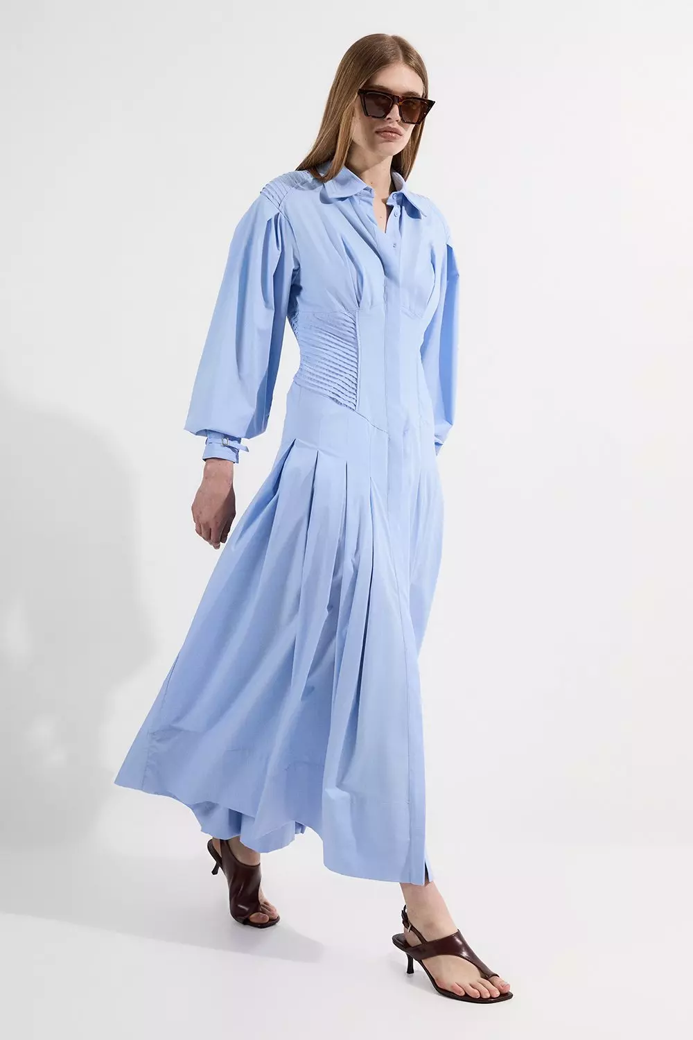 Blue Archive Collection - Cotton Poplin Balloon Sleeve Corset Woven Maxi Dress alternative image