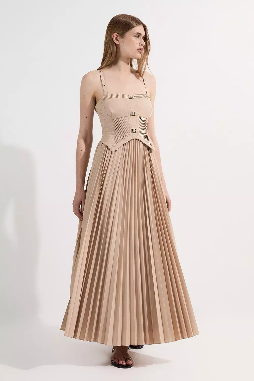 関送込【KAREN MILLEN】アーカイブコレクションコルセットドレス Archive Collection - Cotton Poplin Corset Woven Maxi Dress