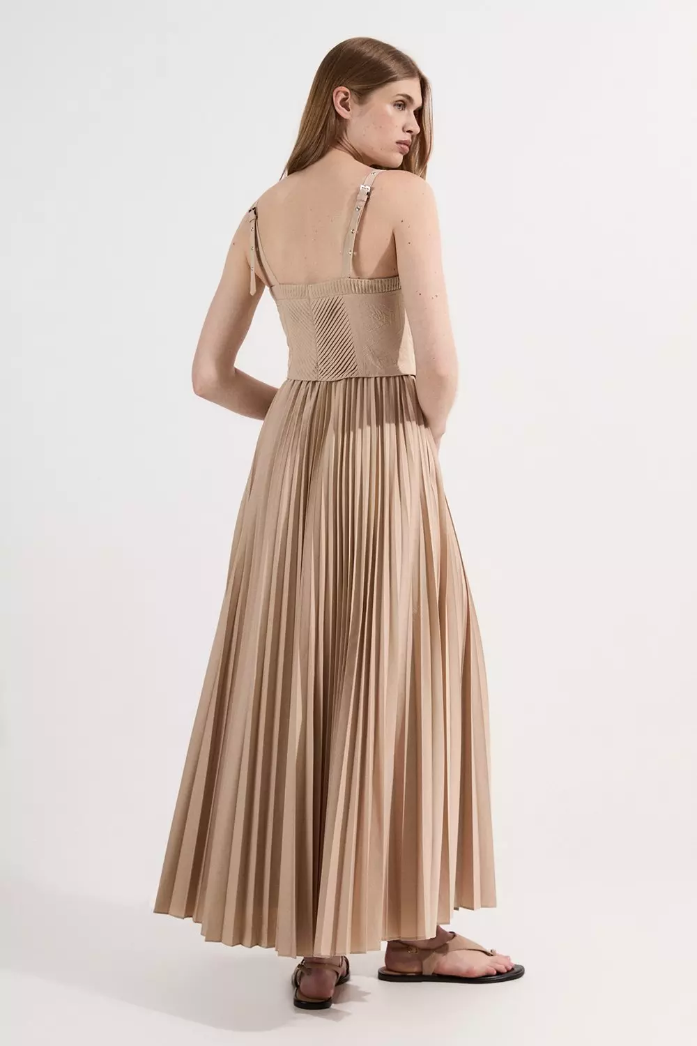 ◆KAREN MILLEN◆コットン コルセット織り マキシドレス / camel Archive Collection - Cotton Poplin Corset Woven Maxi Dress