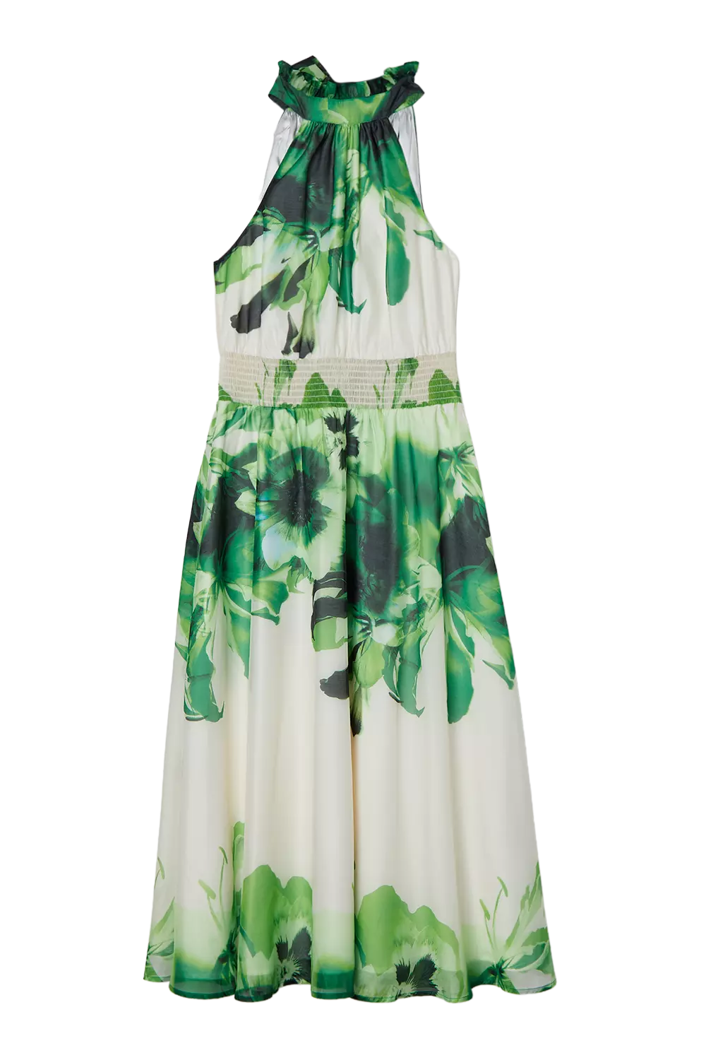 Floral Organdie Woven Belted Halterneck Maxi Dress | Karen