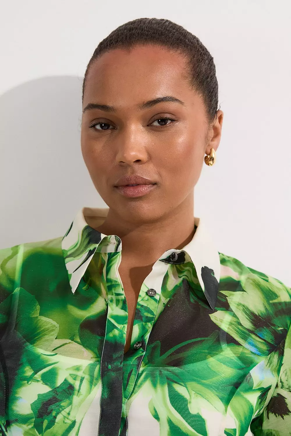Plus Size Floral Organdie Woven Midi Shirt Dress | Karen Millen