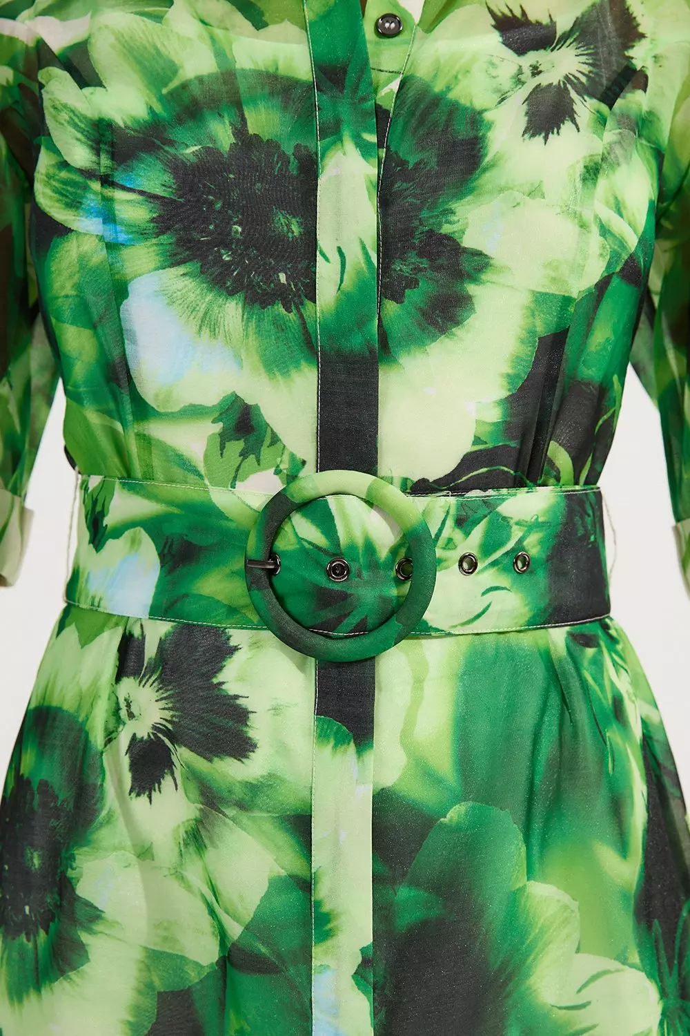 Floral Organdie Woven Belted Mini Dress | Karen Millen