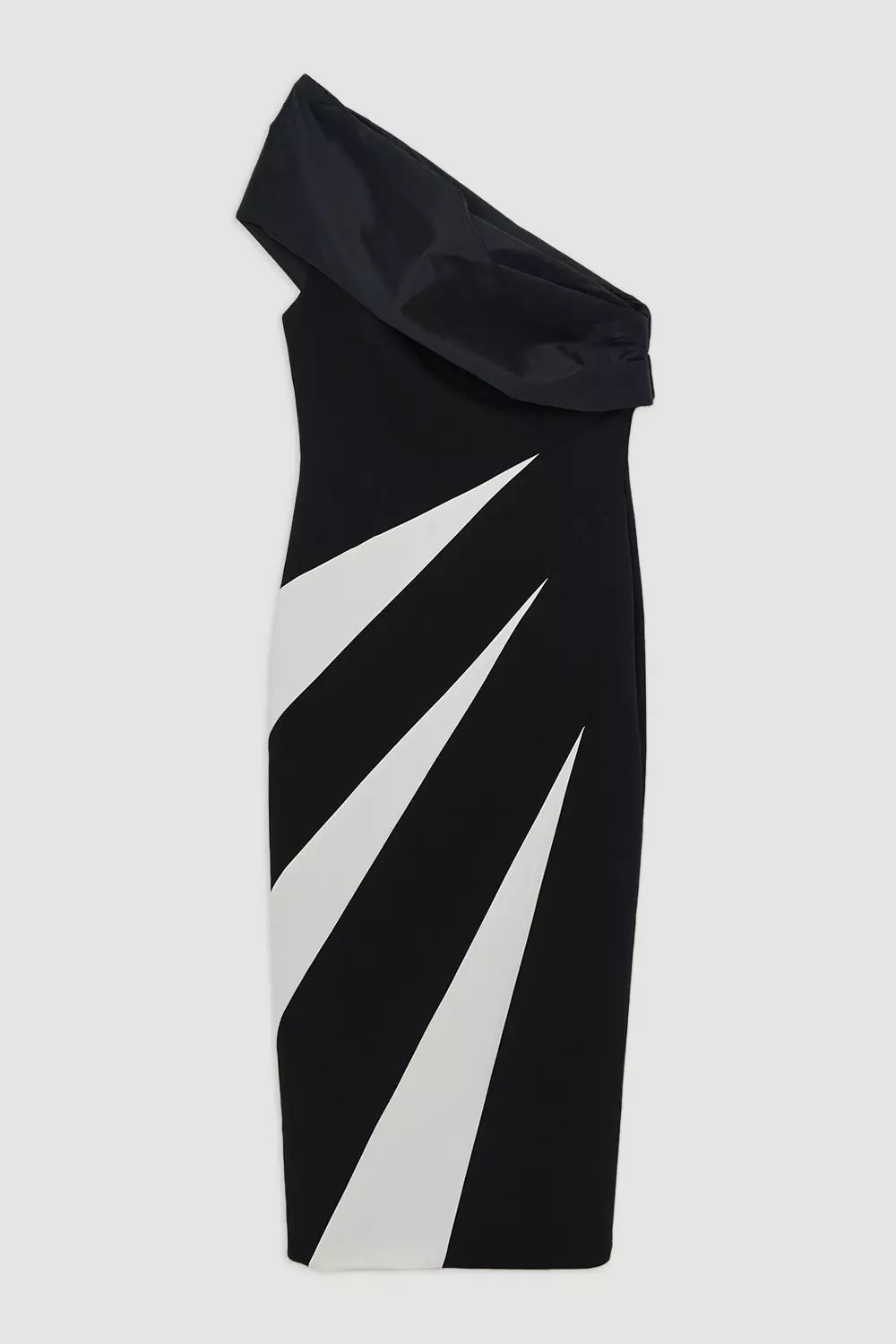 【PORTERNA】Woven Mid-Length One Piece One-Shoulder Bronze Pleated Maxi Dress | White House Black