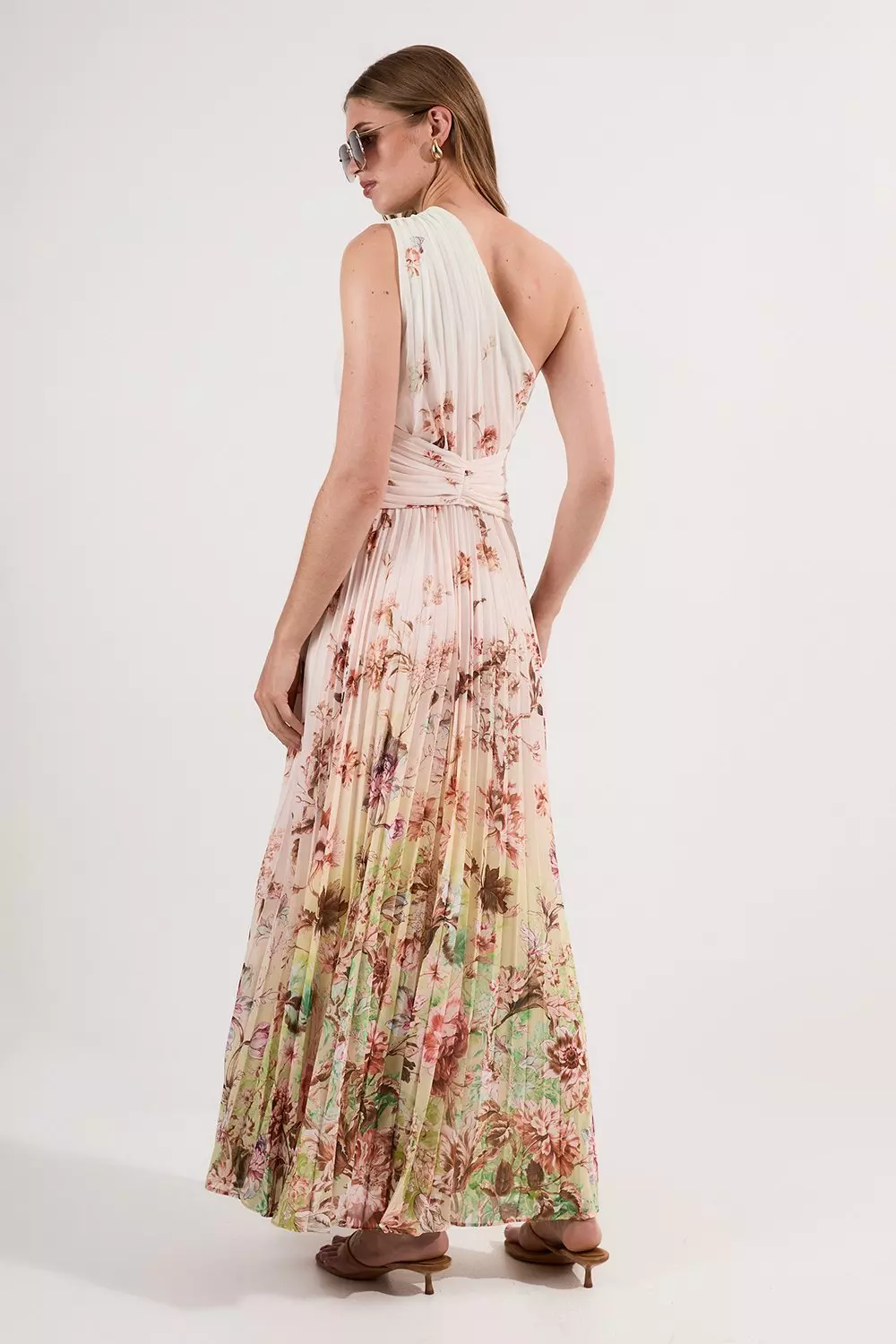 ★Karen Millen★ 花柄プリーツクリンクルカットアウトドレス ☆Karen Millen☆花プリーツクリンクルカットアウトマキシドレス