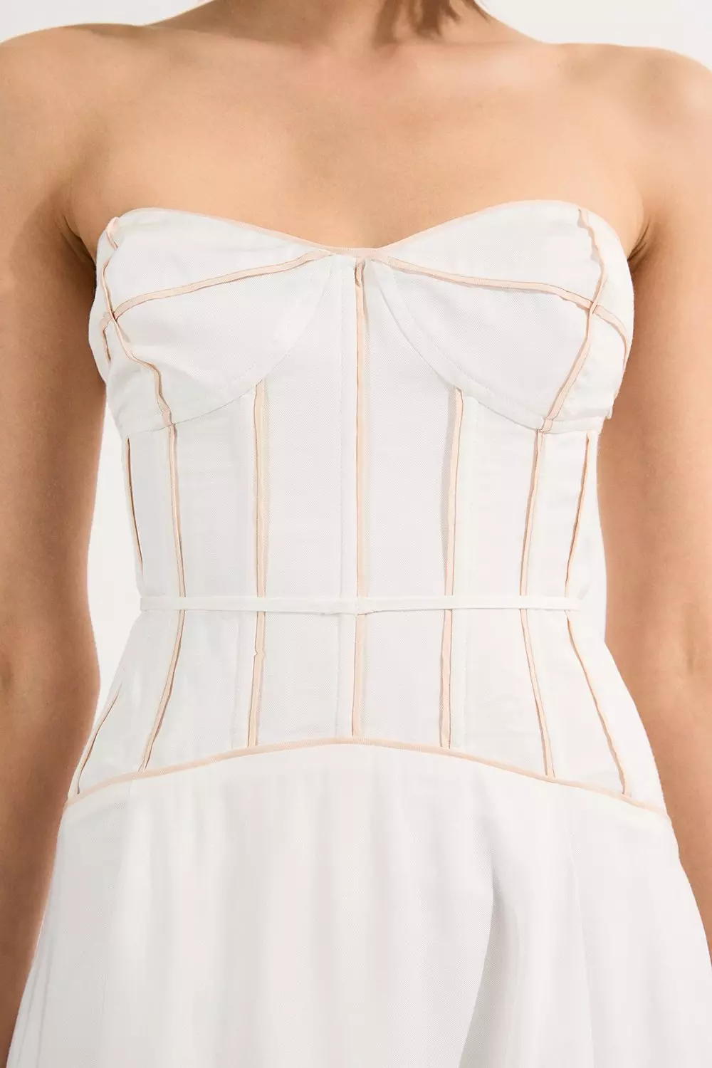 Ivory Viscose Linen Corset Prom Dress alternative image
