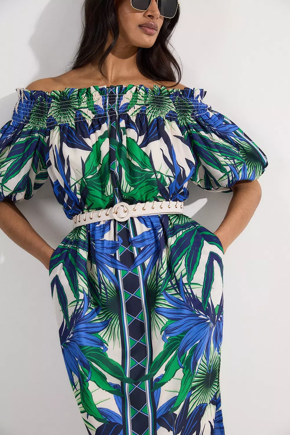 【KAREN MILLEN】ボイルミラーフローラル織りバルドードレス bkk24342_blue_xl?$