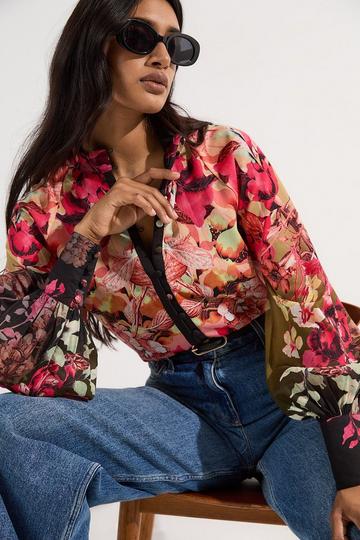 Voile Mirrored Floral Woven Blouse floral