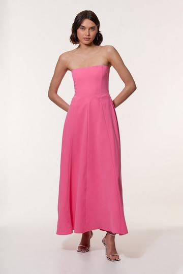 Soft Tailored Bandeau Midi Dress pink