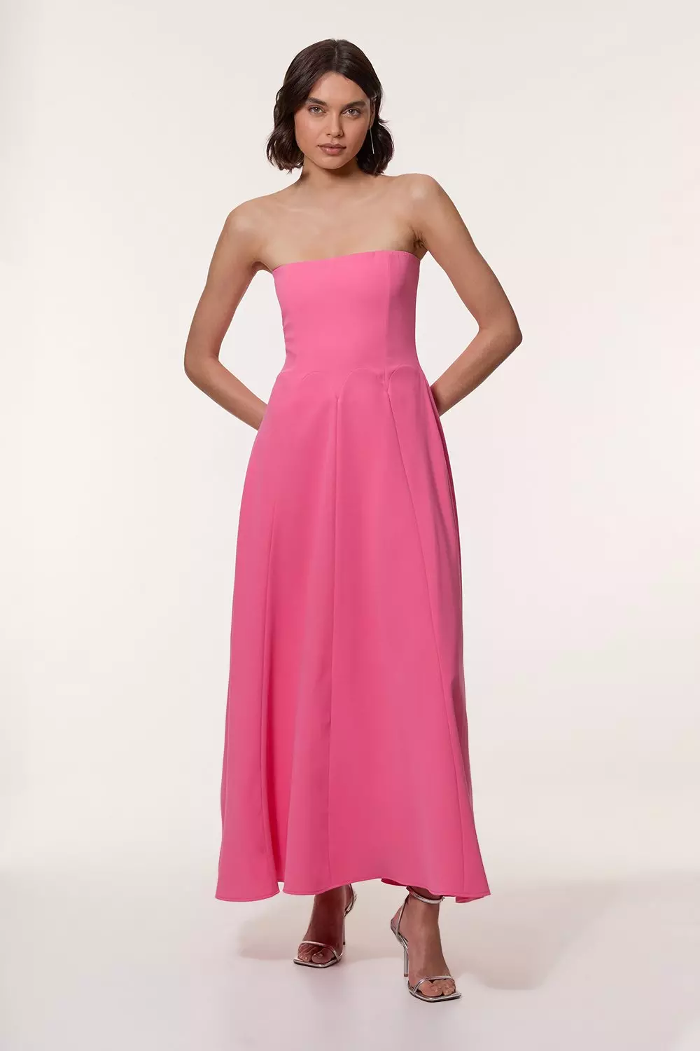 Karen Millen：ソフトテーラード バンドゥ ミディドレス bkk24350_pink_xl?$