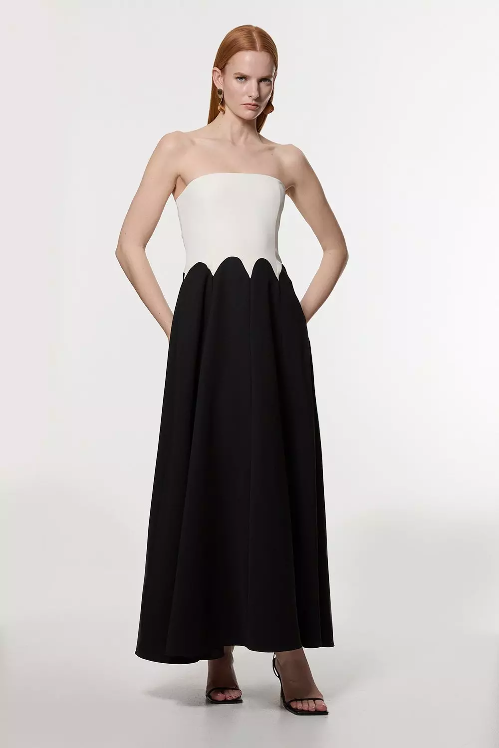 KAREN MILLEN*テーラードカラーブロックバンドゥミディドレス bkk24351_mono_xl?$