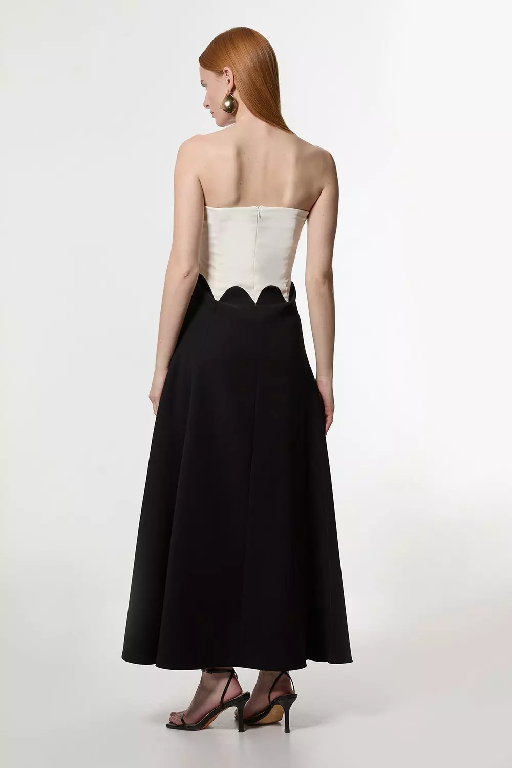 Soft Tailored Color Block Bandeau Midi Dress | Karen Millen