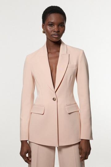 Polished Viscose Tailored Single Breasted Blazer blush