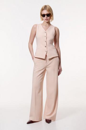 Polished Viscose Tailored Wide Leg Trouser blush