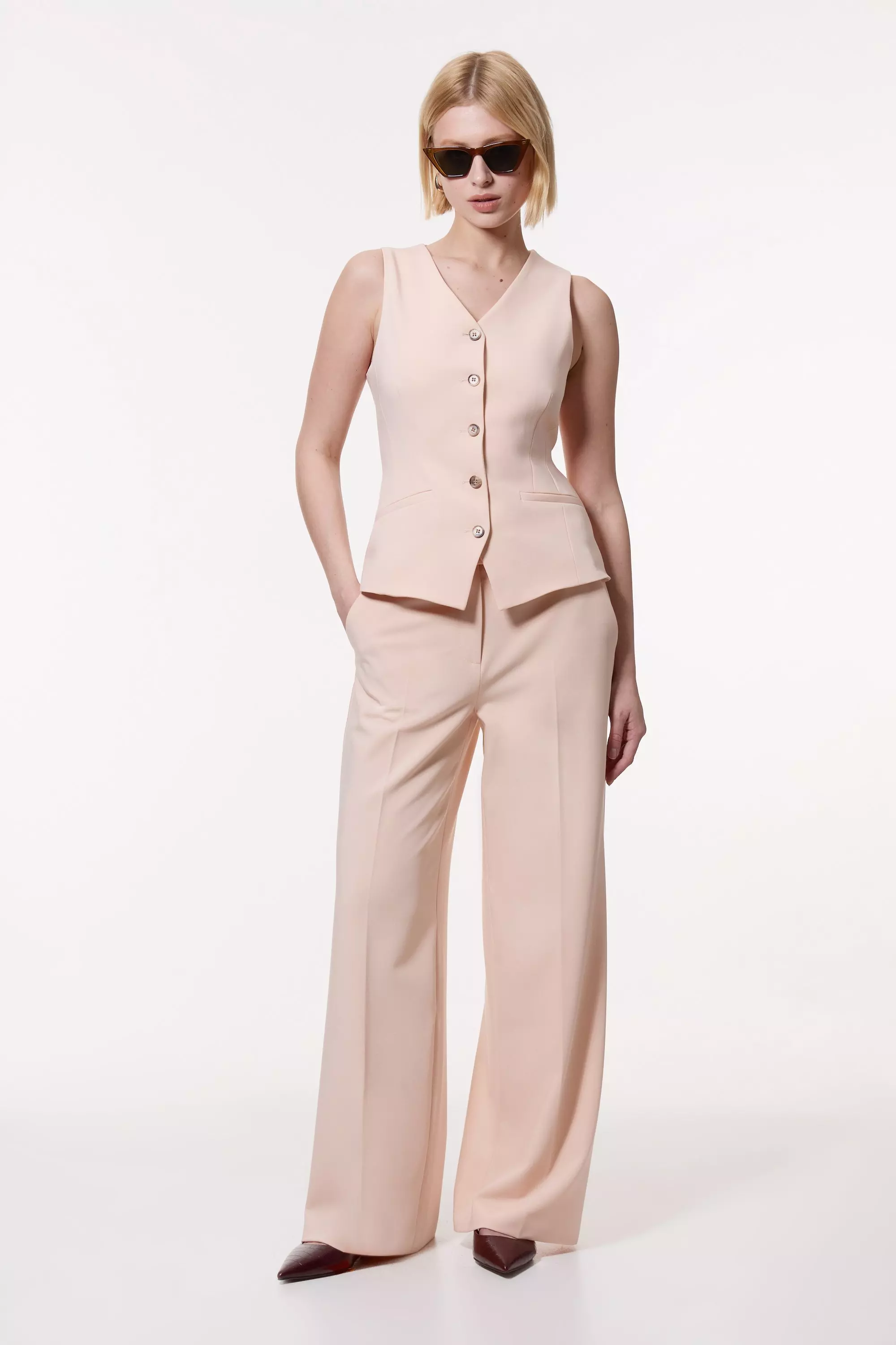 Blush Polished Viscose Tailored Wide Leg Trouser alternative image
