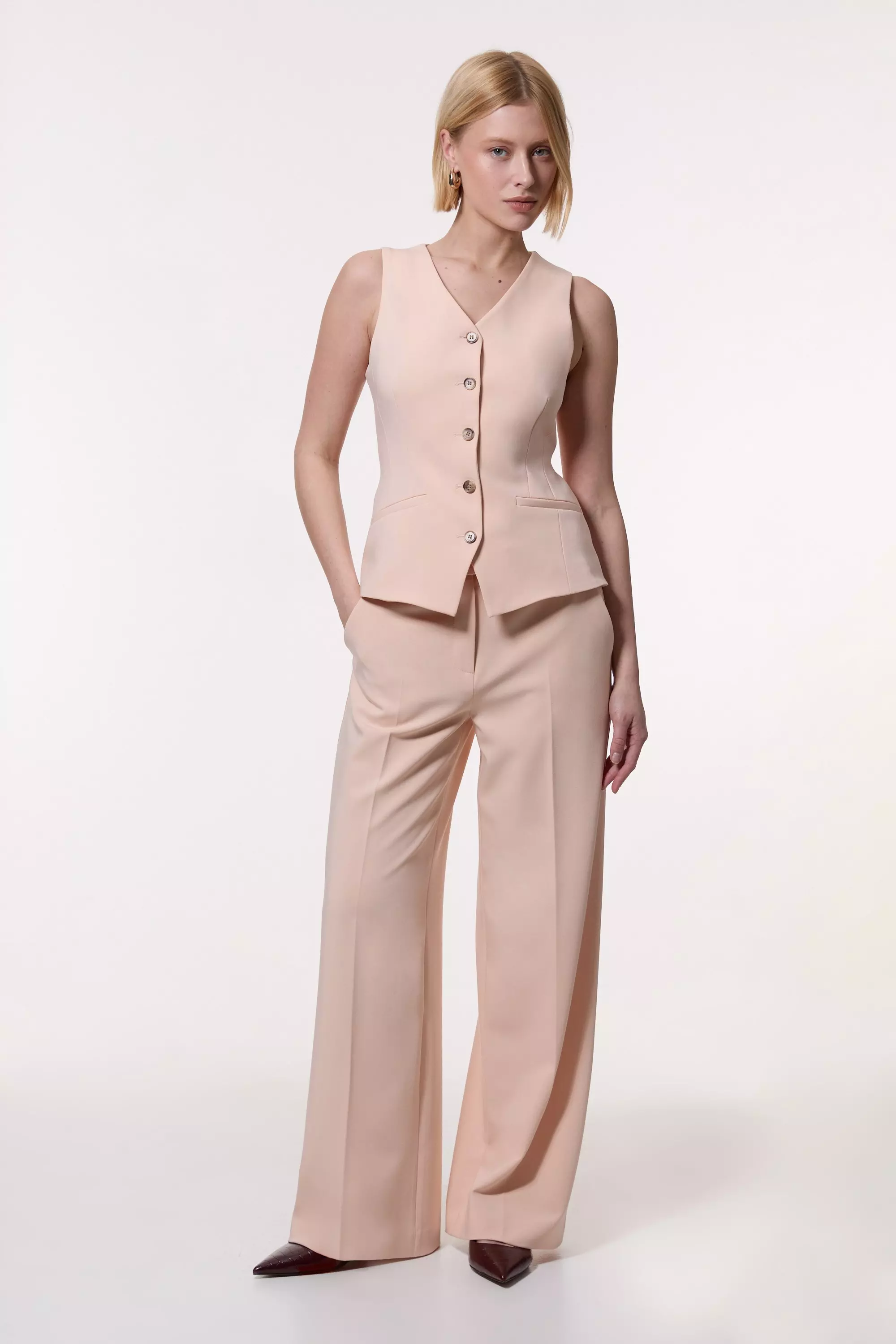 Blush Polished Viscose Tailored Wide Leg Trouser alternative image