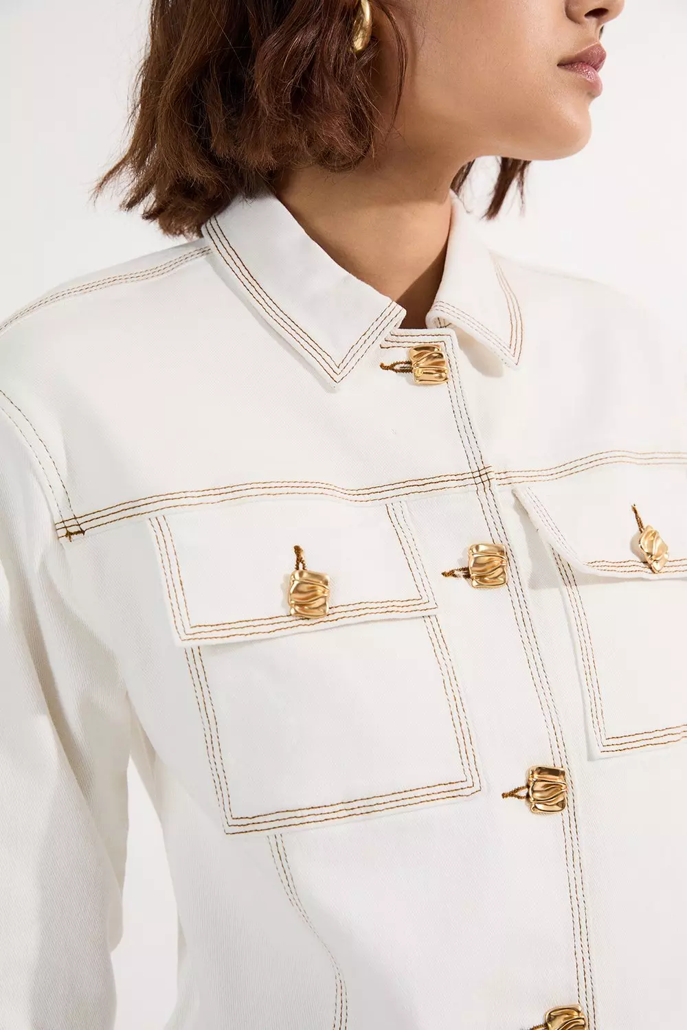 【Karen Millen】デニムボタンフロントテーラードジャケット Denim Button Front Tailored Jacket | Karen Millen