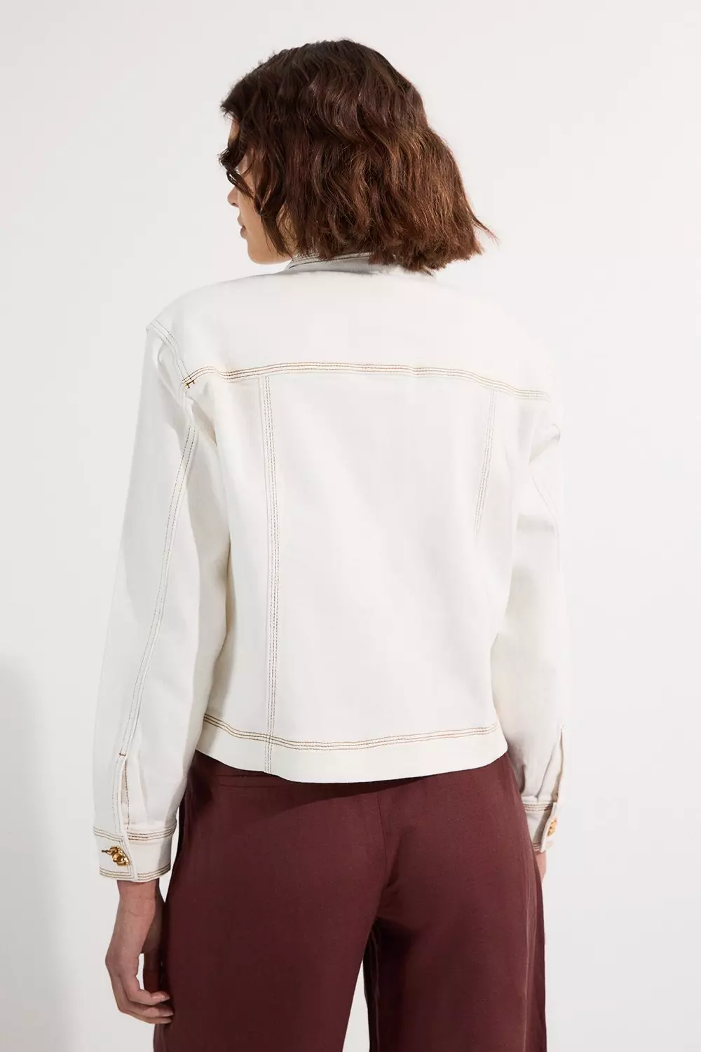 Denim Button Front Tailored Jacket | Karen Millen